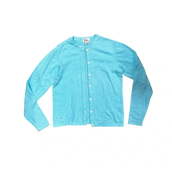 Lilly Pulitzer Womens XS Blue Aqua button down‎ cardigan White Labell Preowned - Picture 1 of 7